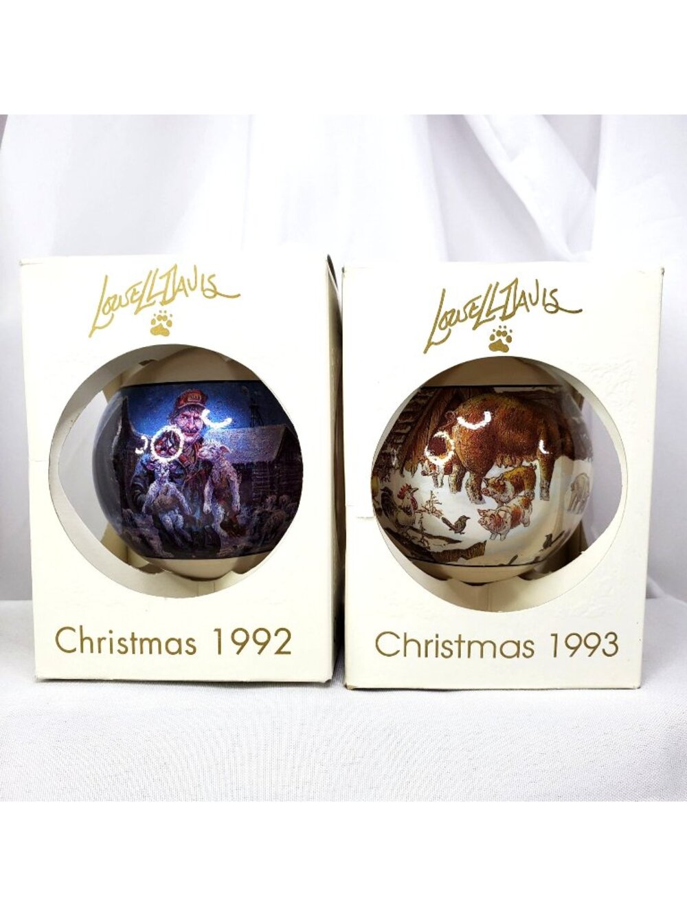 Lowell Davis Schmid Christmas Ornaments 1992 & 1993 7th & 8th Ed. Collectibles